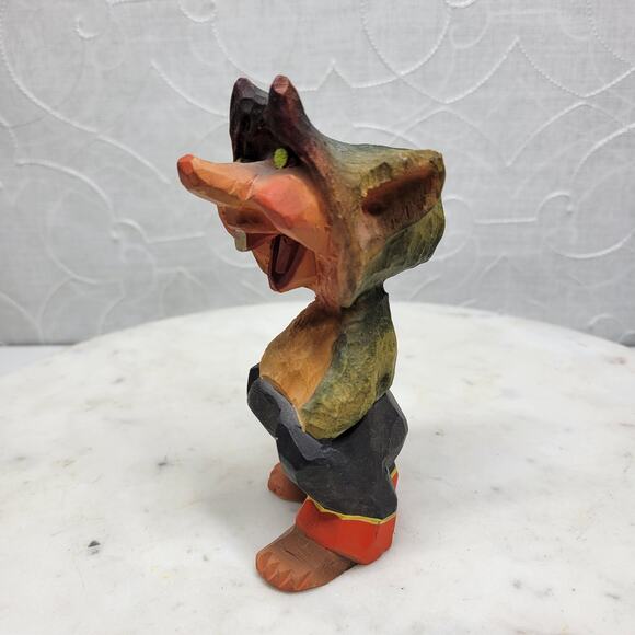 Henning Norway Hand Carved Troll Figurine Signed Vintage Wood Folk Art 7520 - Picture 7 of 11